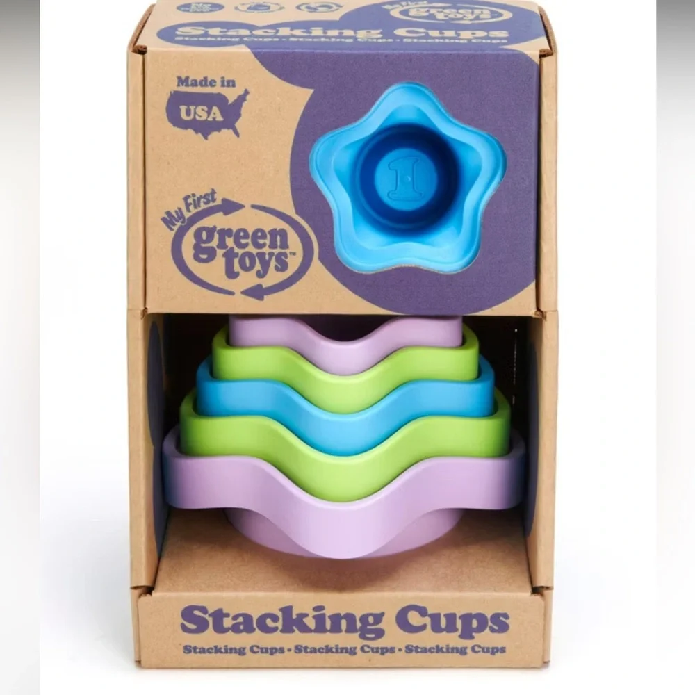 My First Stacking Cups - 6pc Color & Shape Identification bath toy Green toys